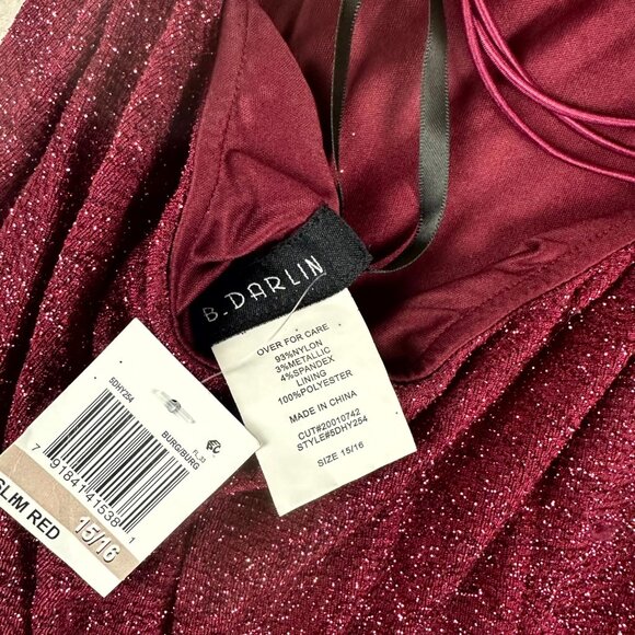 B Darlin Women's Sheath Mini Dress Strappy Open Back 5DHY254 Slim Red Size 15/16 - Picture 7 of 8